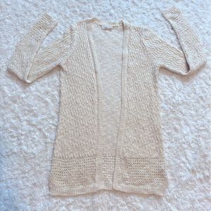⛅️COZY CLOUD CHASER⛅️ cream colored open knit duster/open front cardigan SZ Med